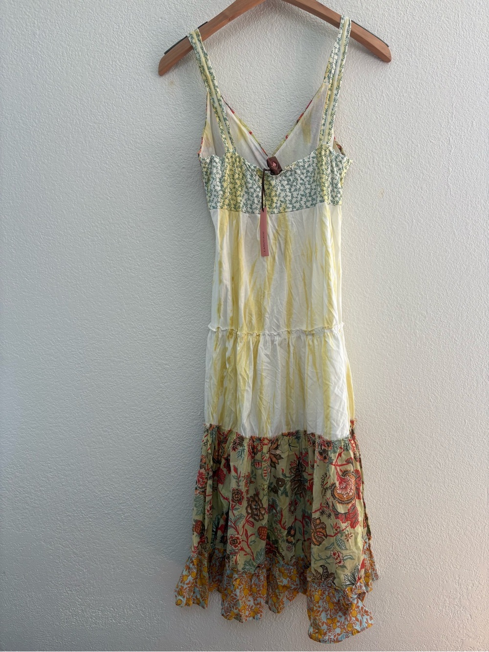 Language Yellow Floral Boho Midi Dress - Picture 3 of 4